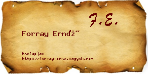 Forray Ernő névjegykártya